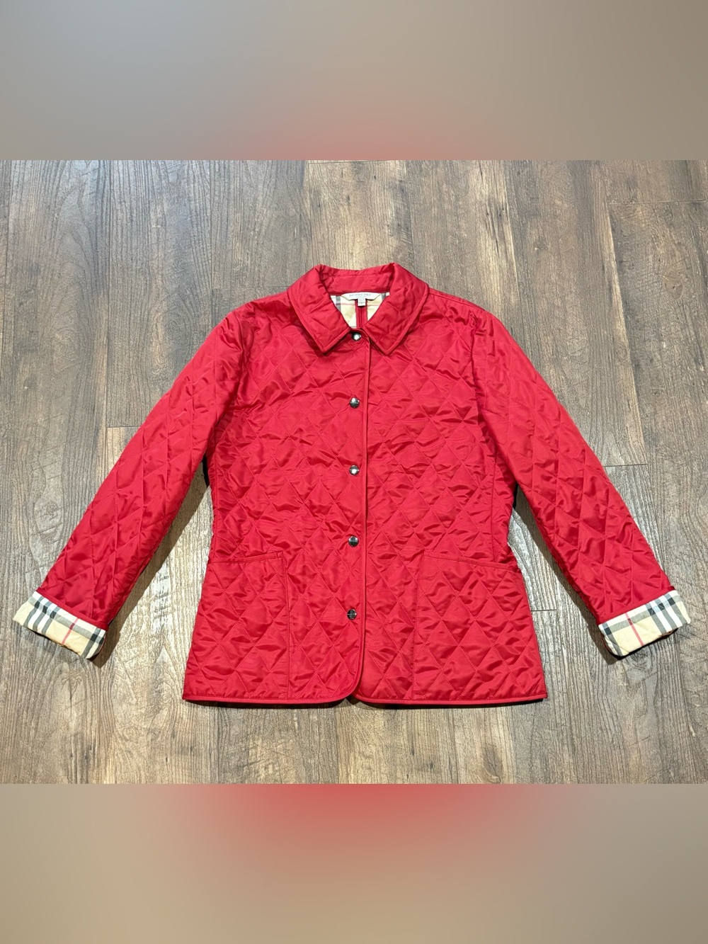 Burberry London Quilted Jacket in Military Red Size Small